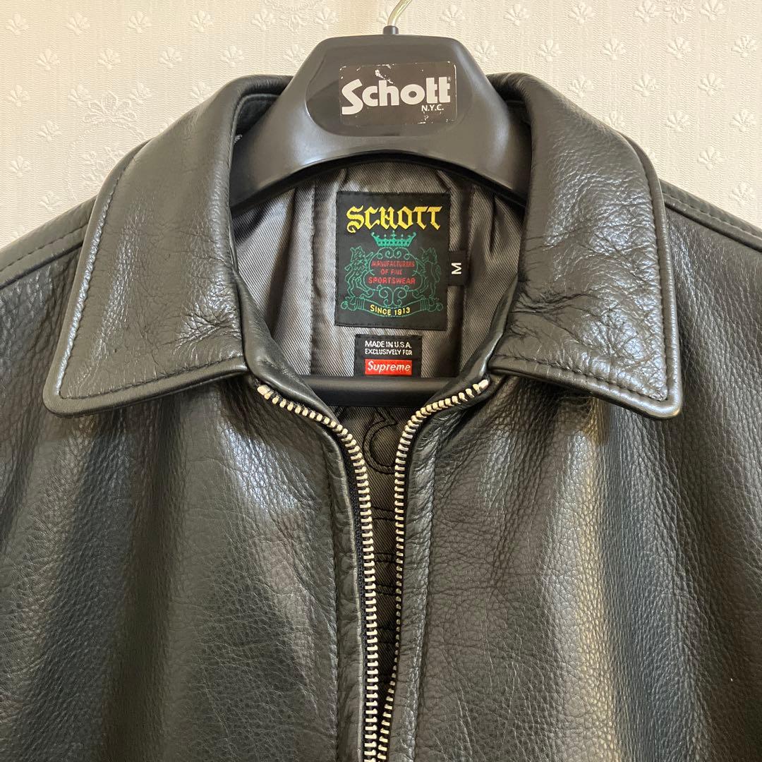 Schott /Supreme ブラック レザー シングルライダース M