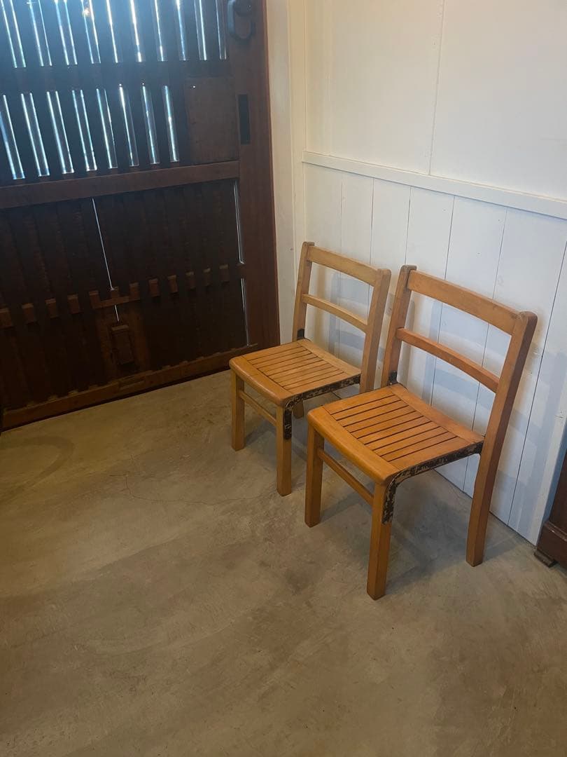 値下！フランス ヴィンテージ キッズチェア 2脚 木製 子供椅子 アンティーク