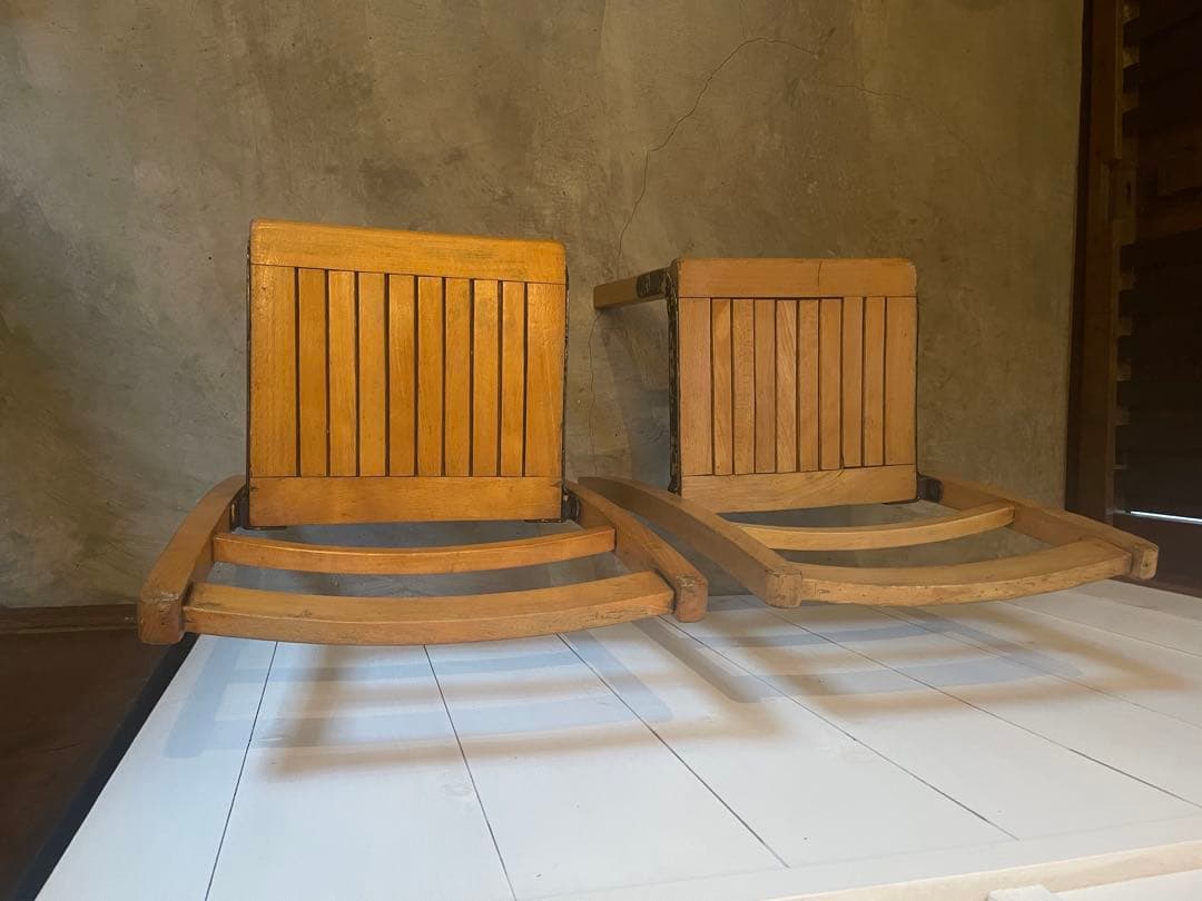 値下！フランス ヴィンテージ キッズチェア 2脚 木製 子供椅子 アンティーク