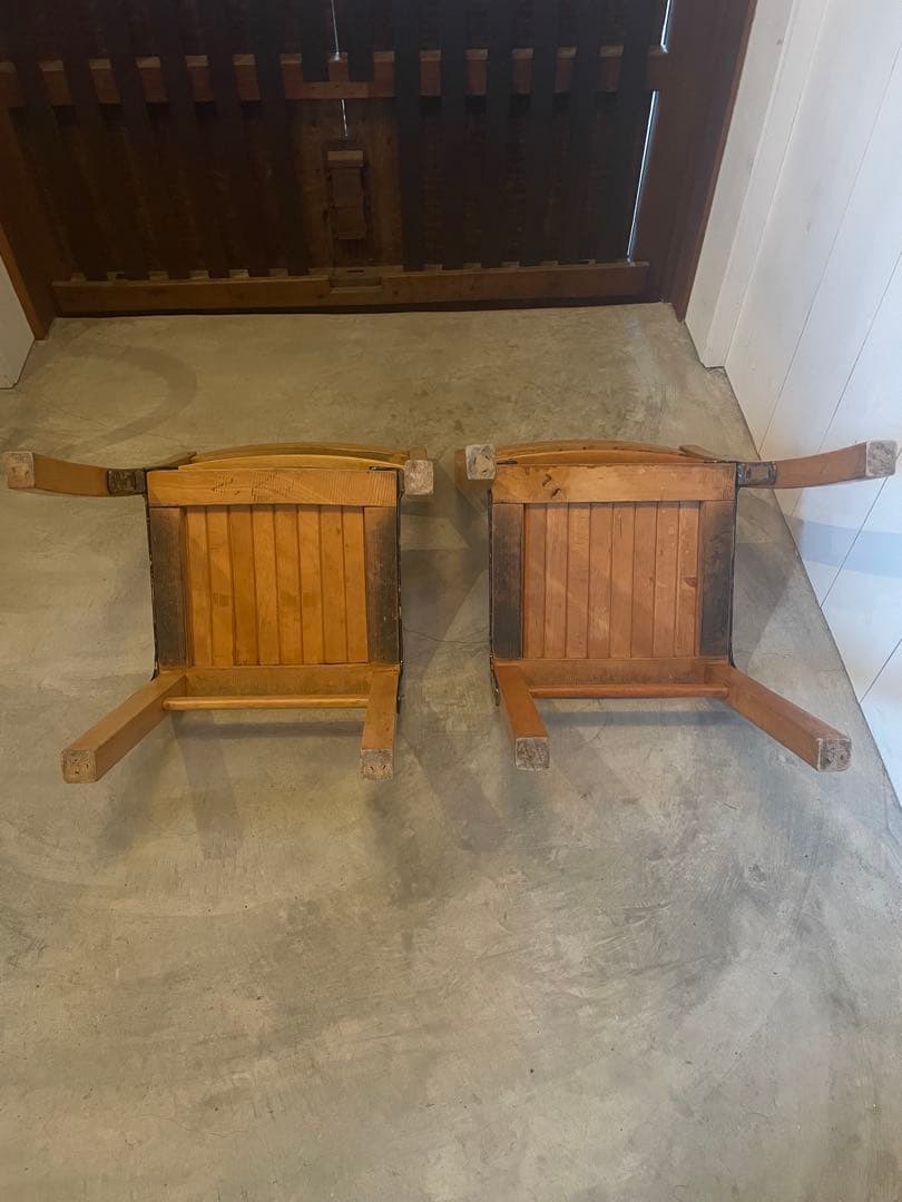 値下！フランス ヴィンテージ キッズチェア 2脚 木製 子供椅子 アンティーク