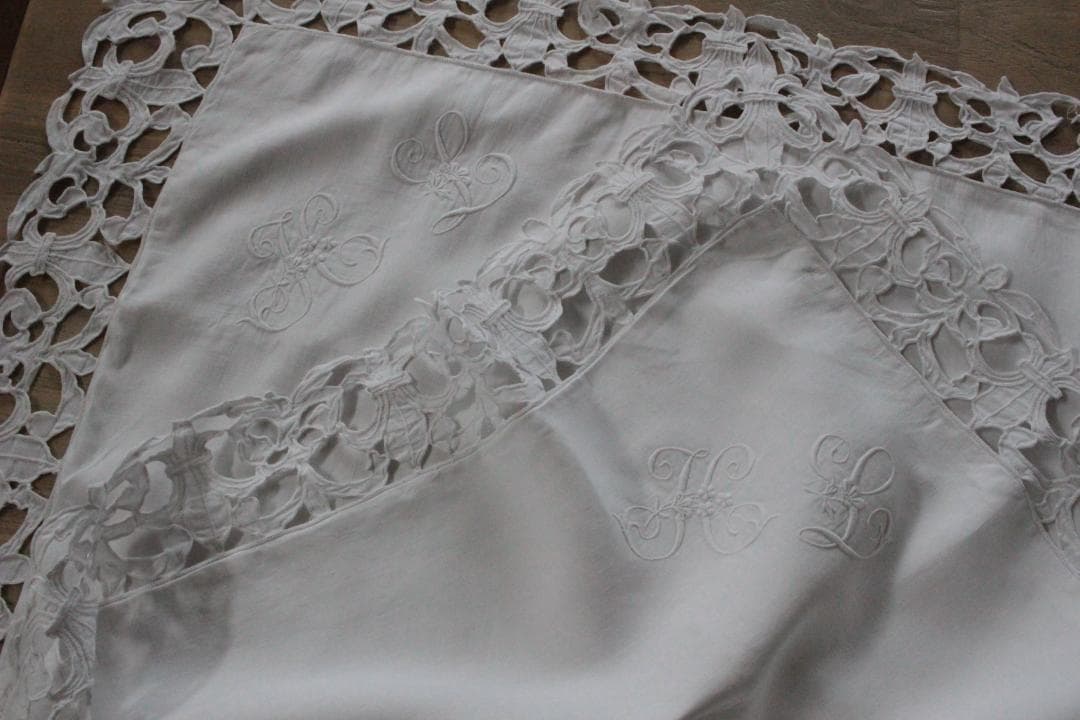 フランスアンティーク/モノグラムクッションカバー/MONOGRAM \