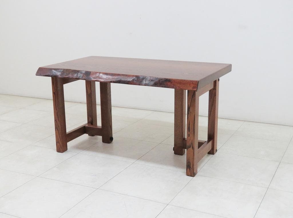 ミニー様★美品★岩手岩泉 純木家具 栗無垢材 ダイニングテーブル T字脚 座卓