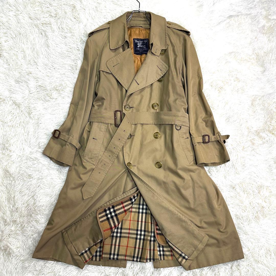 美品 バーバリー 英国製 トレンチコート マキシ丈 ハニーベージュ ベルト付き