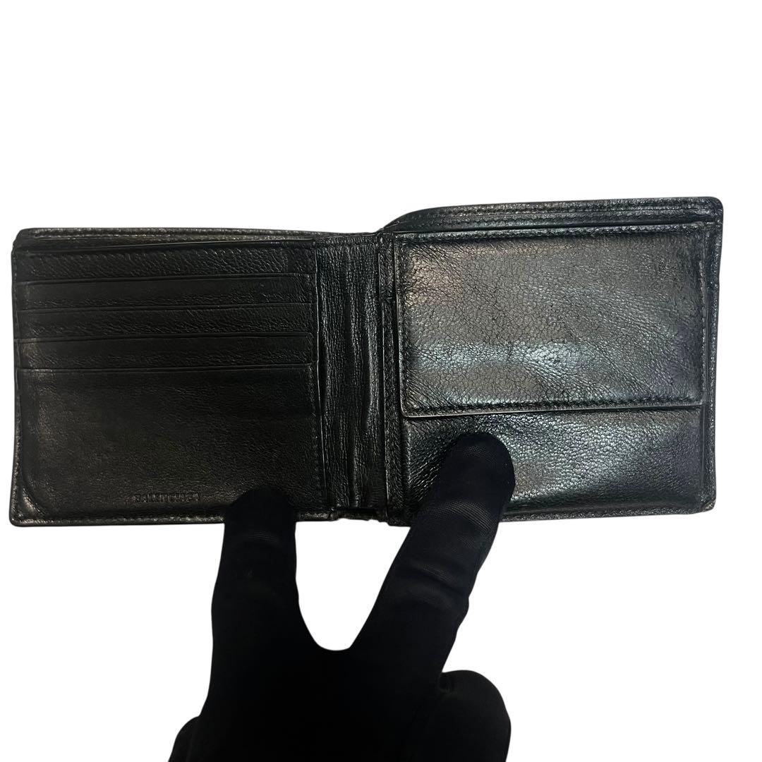 希少✨バレンシアガ 二つ折り財布 エブリデイ ロゴ レザー ブラック 黒