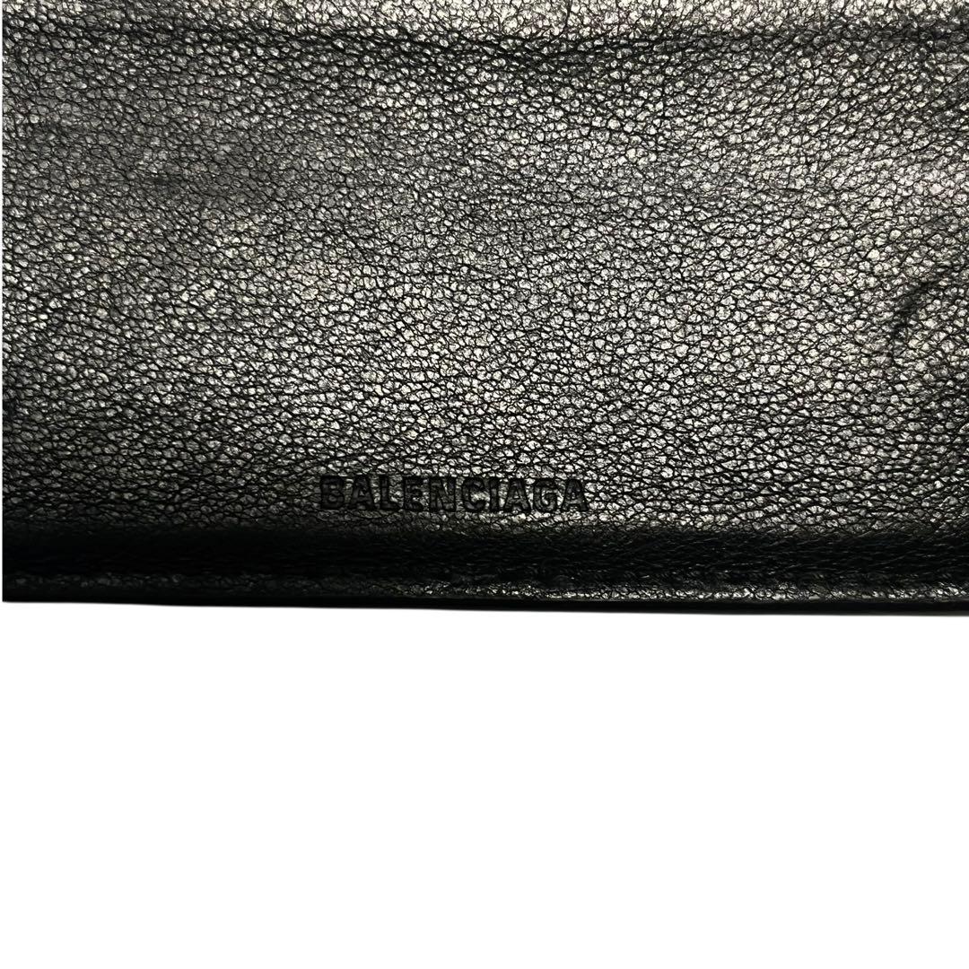 希少✨バレンシアガ 二つ折り財布 エブリデイ ロゴ レザー ブラック 黒