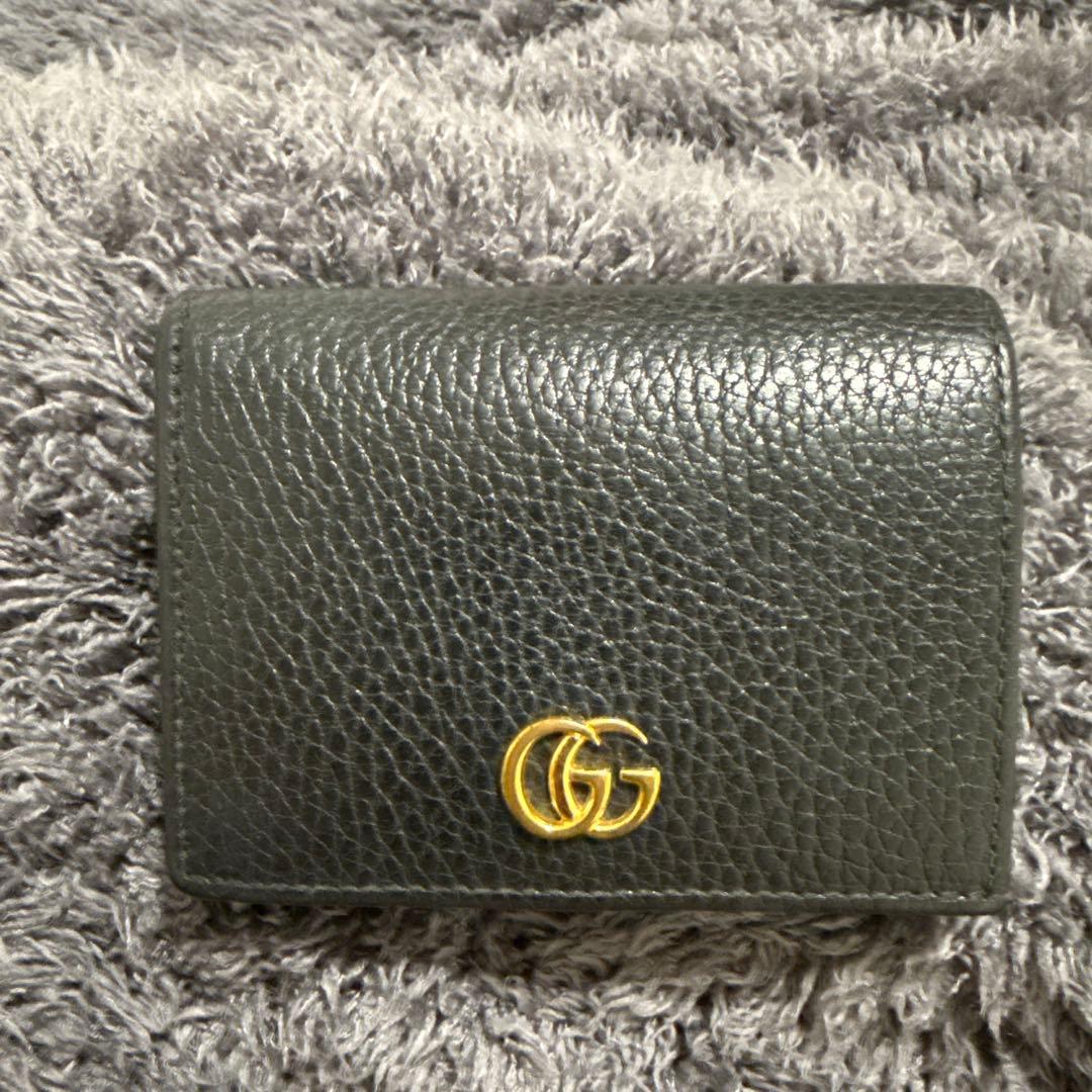 GUCCI グッチ ブラックレザー 二つ折り財布