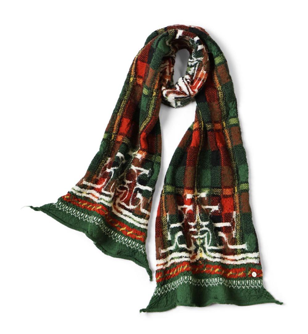 RARE‼️KAPITAL 縮絨ウール タータンアイヌHAPPYマフラー 完売