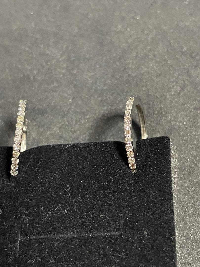 K10WG天然ダイヤ 0.3ctフープピアス