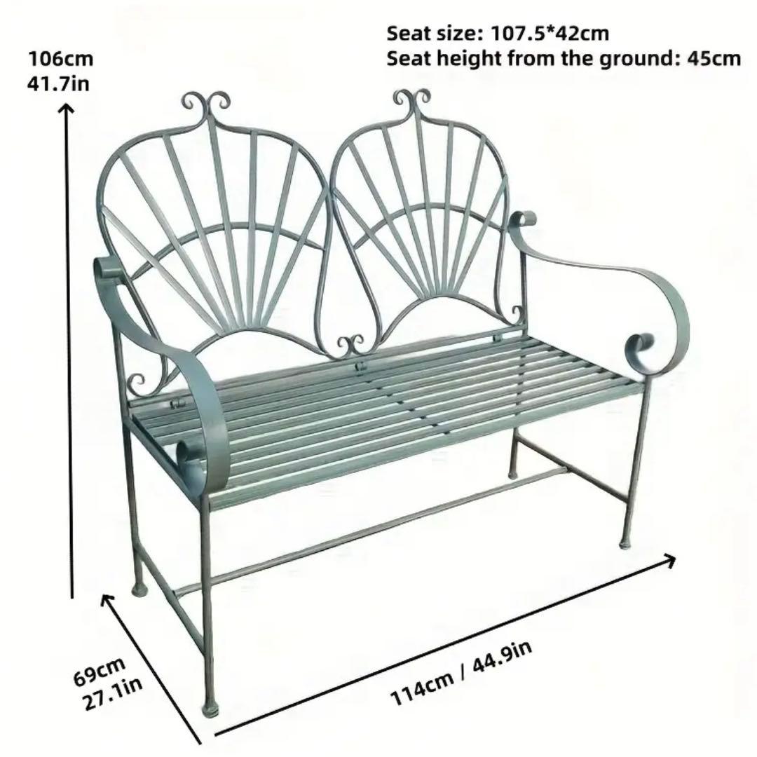 ガーデンベンチ ベンチ レトロ インテリア 鉄 ヴィンテージ オシャレ グリーン