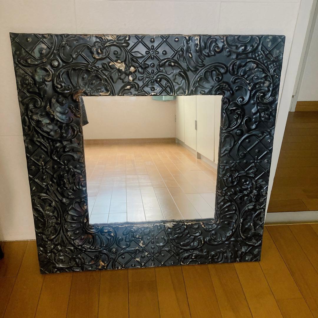 H.P.DECO NYミラー 鏡 ヴィンテージ素材　ブラック