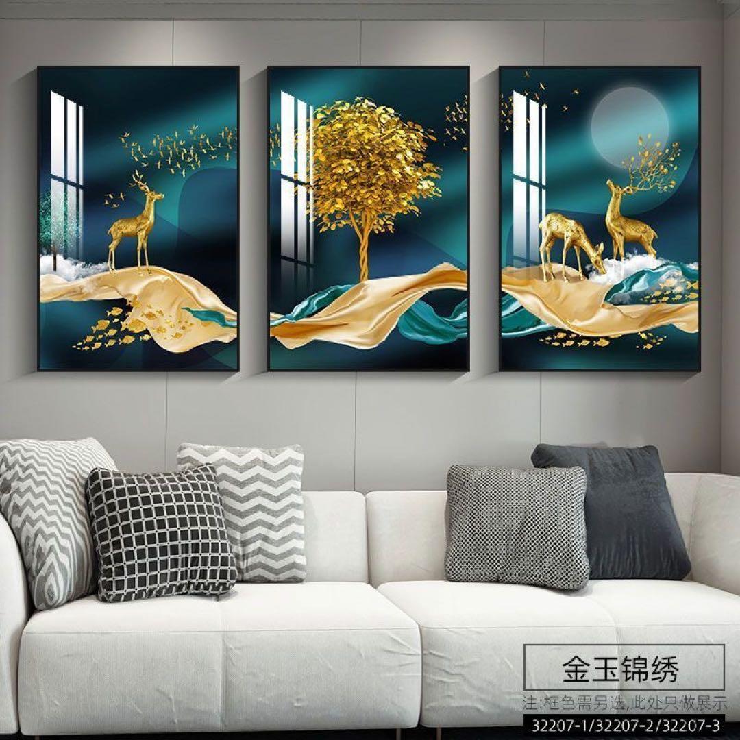 インテリア 絵画セット 光沢キャンバス 3点