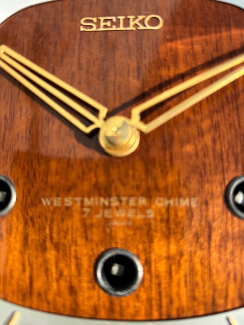 美品アンティークなSEIKO ウエストミンスターチャイム機能付ゼンマイ式置き時計