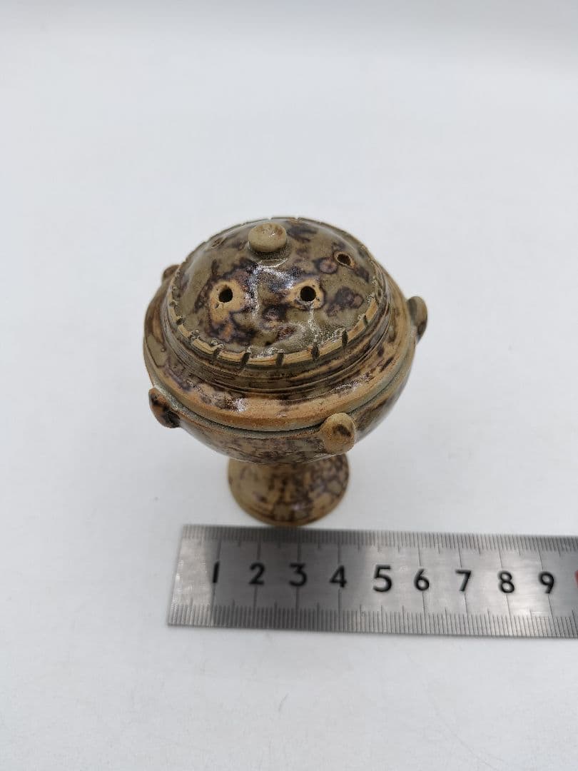 c836 蓋置 火屋香炉 遠州七窯志戸呂焼 白幡鳳悦 木箱 茶道具 古物