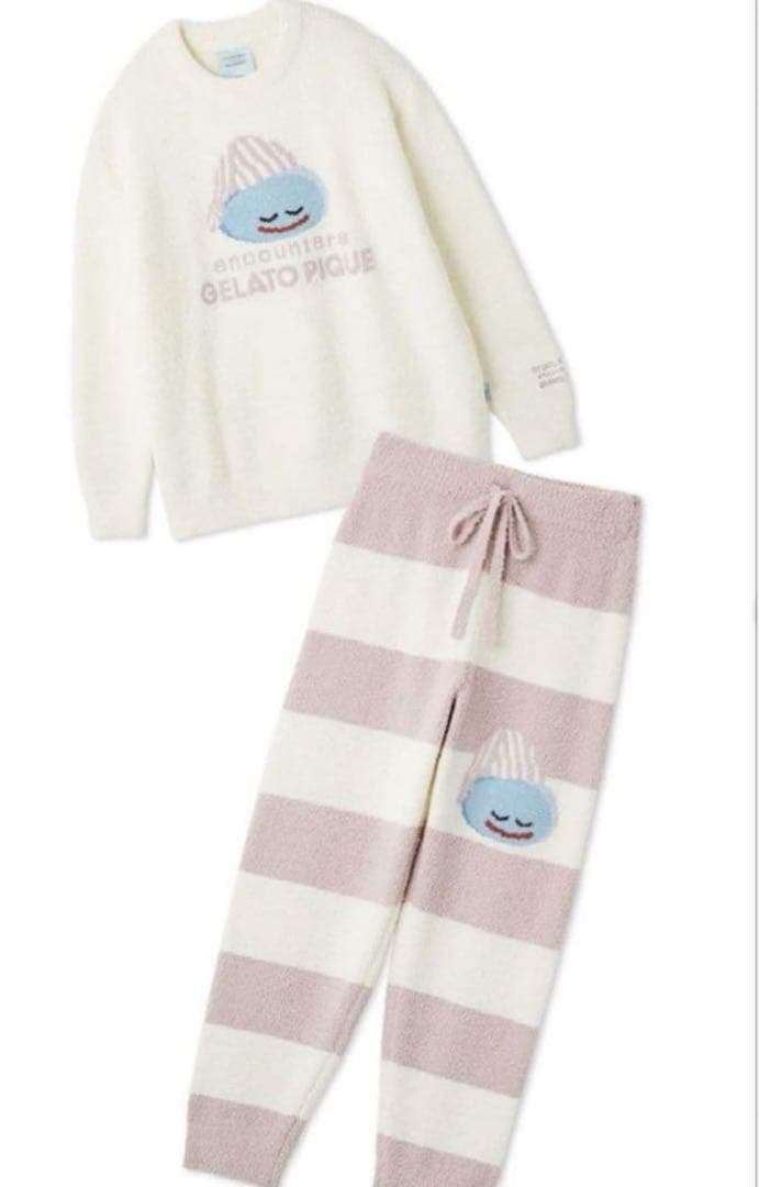 ベビモコプルオーバー&ボーダーロングパンツセット　スライム　ドラクエ