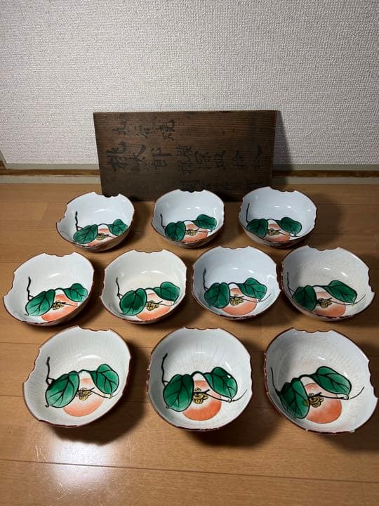 595 九谷　桃太郎模様　深皿　10客　時代物