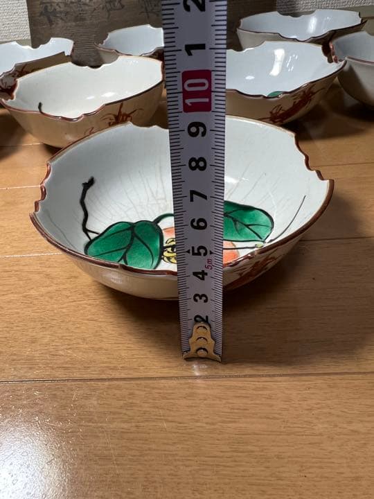 595 九谷　桃太郎模様　深皿　10客　時代物