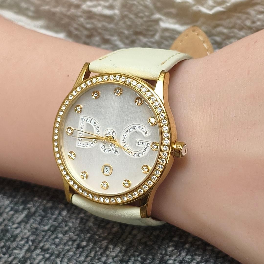 動作品 D&G TIME アナログ腕時計 ゴールド アイボリー　定価11万円