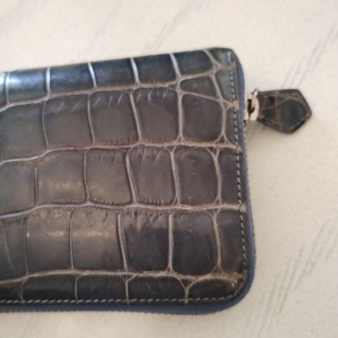 【奴凧】GODANEシャインクロコダイル長財布　ブルーグレー　男性女性