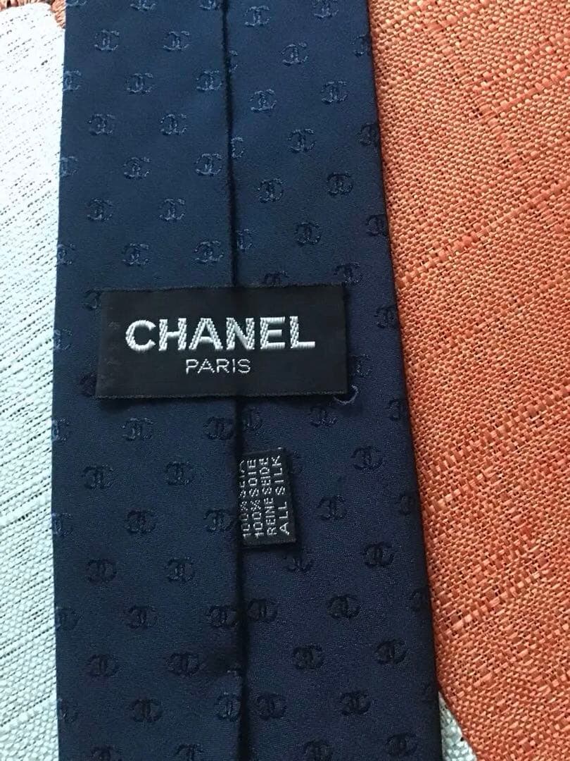 CHANEL ネクタイ ネイビー シルク