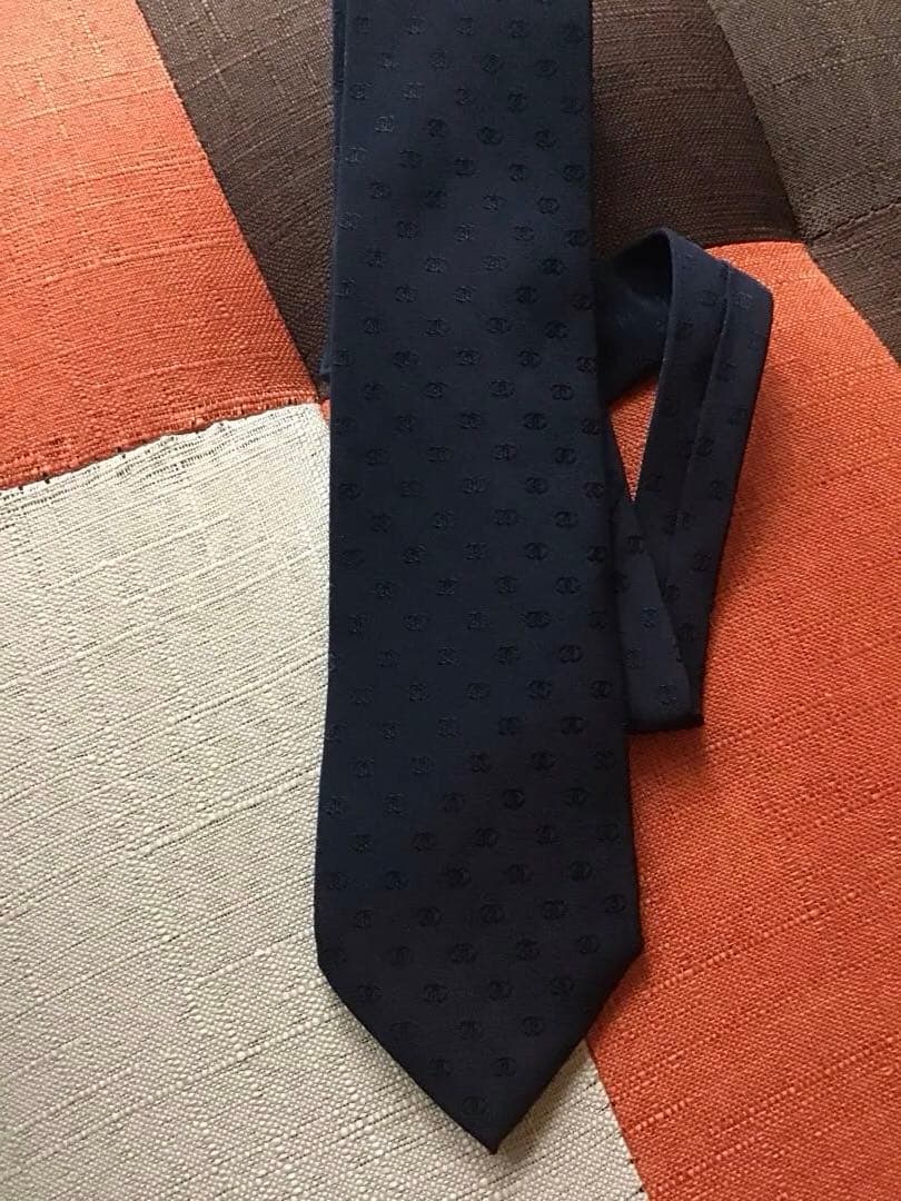 CHANEL ネクタイ ネイビー シルク