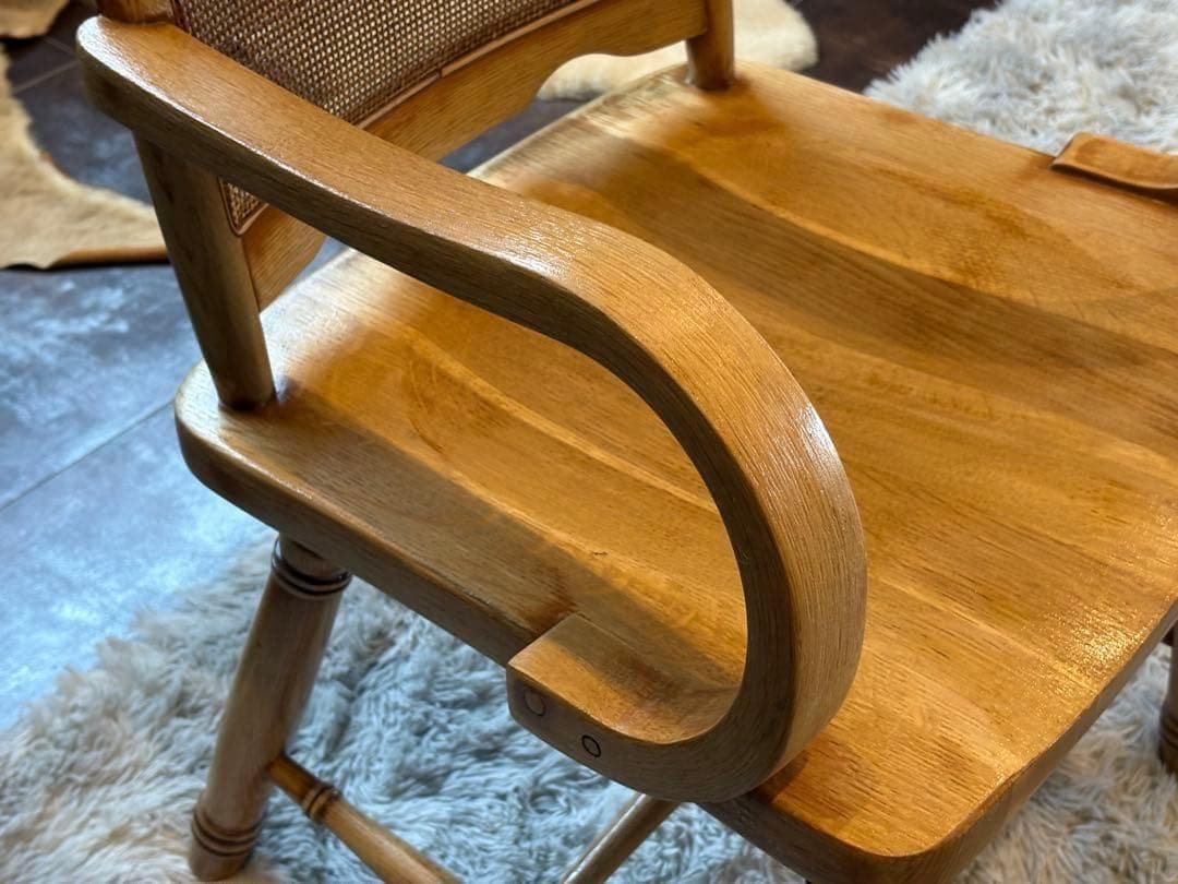 ナラ材　楢材　剥離家具　ストリップド家具　柏木工　アームチェア　ラタン　NZ