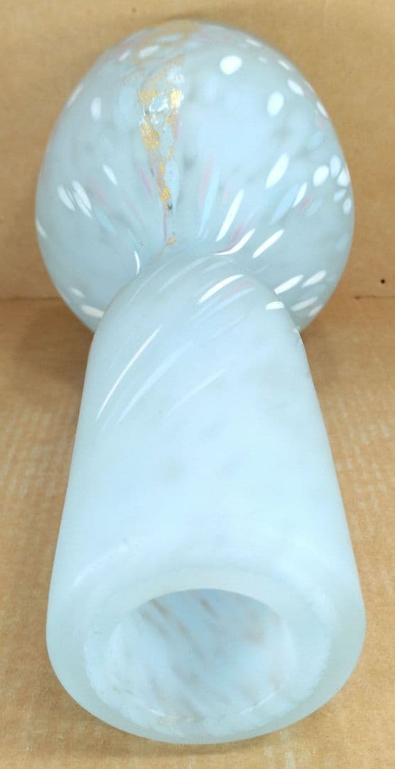 【本物保証】藤田喬平 手吹 金彩 花瓶(砧形,水色,白,金彩) 共箱 栞 極美品