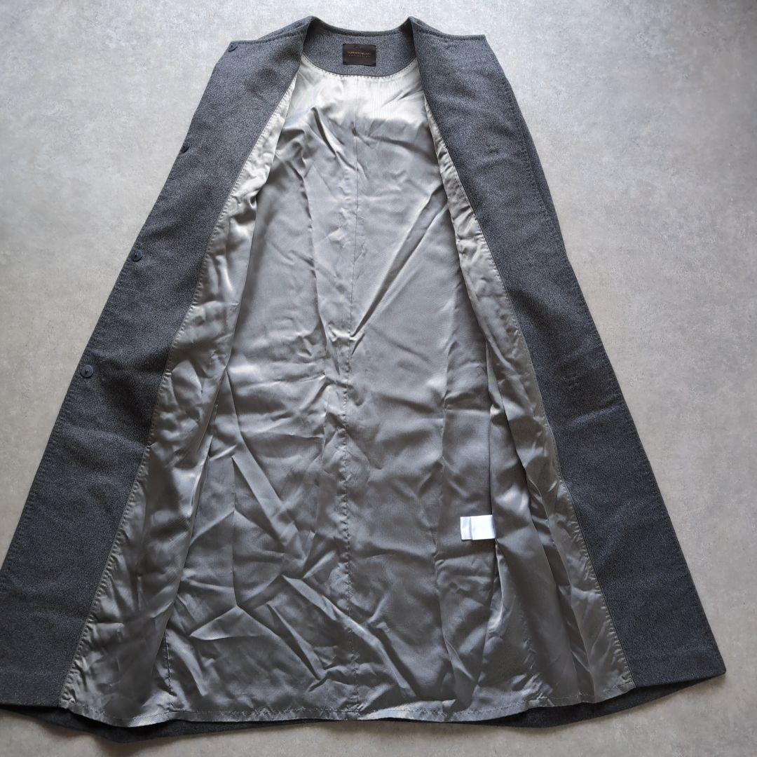 トゥモローランドコレクション カシミヤノーカラーコート ロング丈 36