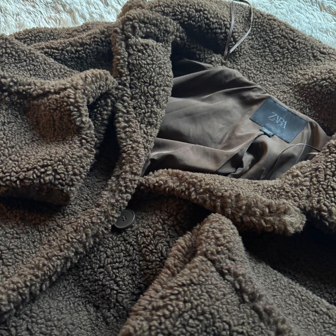 ZARA ボアロングコート ブラウン