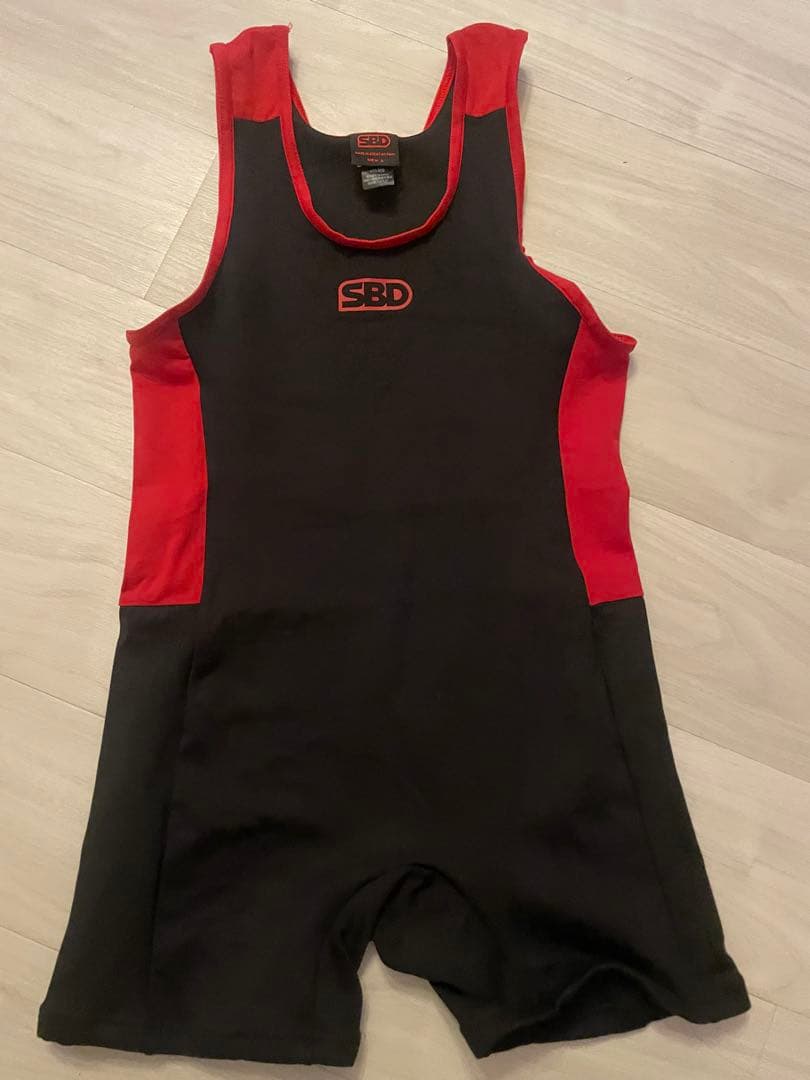 SBD パワーリフティングスーツ 黒/赤/Lサイズ