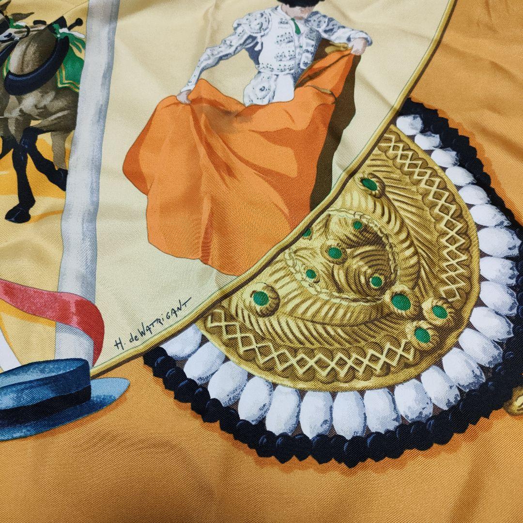 HERMES カレ90 PLAZA DE TOROS 闘牛場エルメス オレンジ
