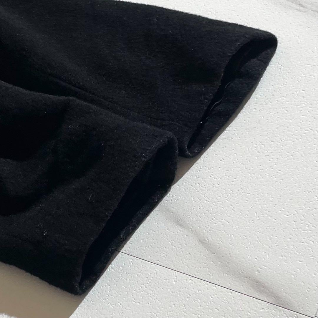 【美品】コムコム ロングコート ギャザー 丸襟 フレア ウール 黒 アーカイブ