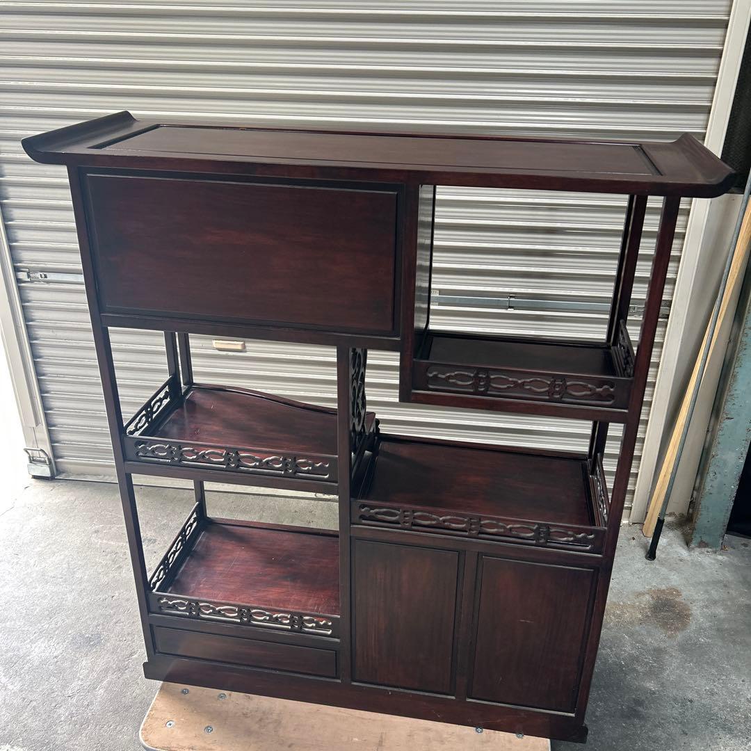 アンティーク　木製彫刻付き　飾り棚