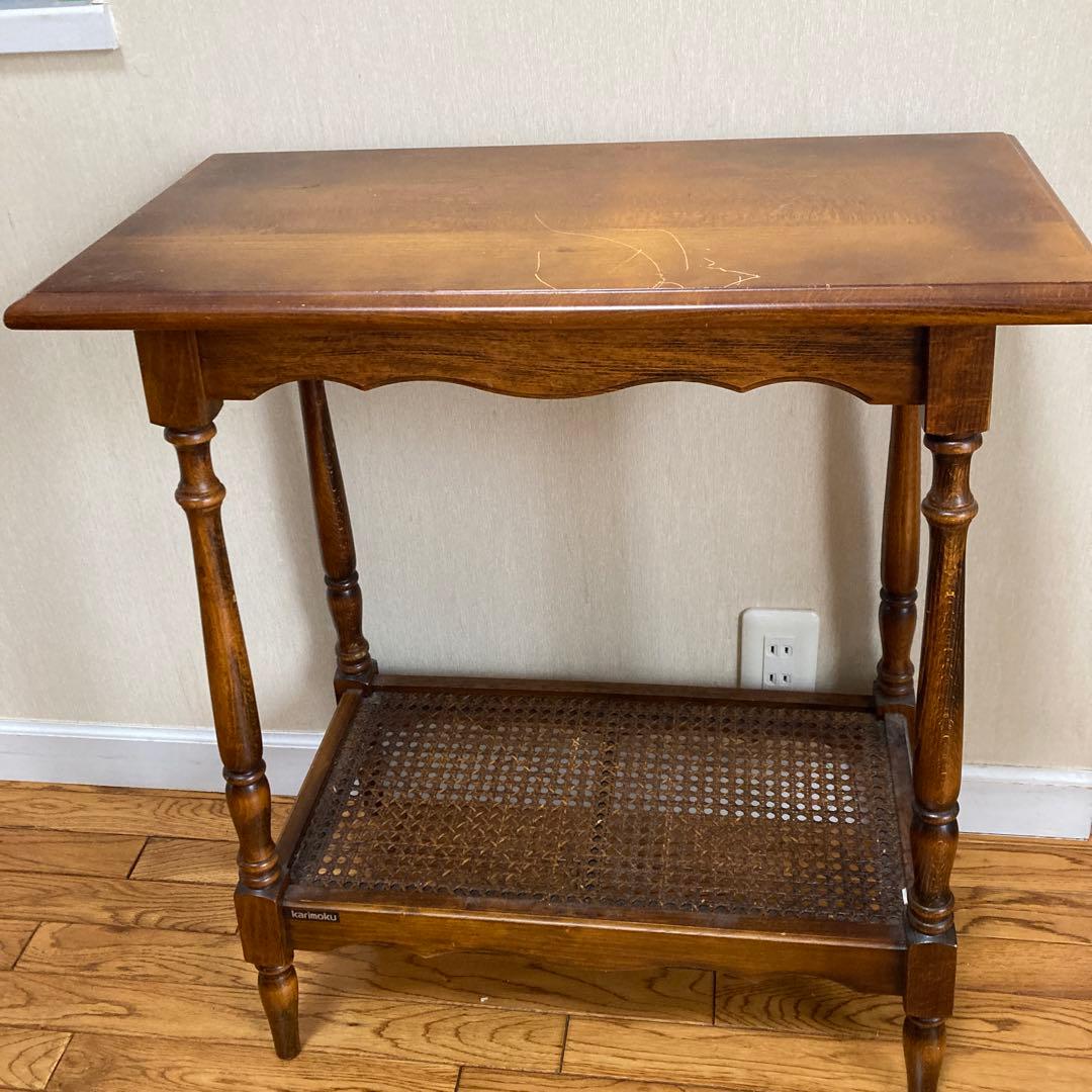 カリモク家具 オールドカリモク コロニアル 棚付 サイドテーブル 花台 木製
