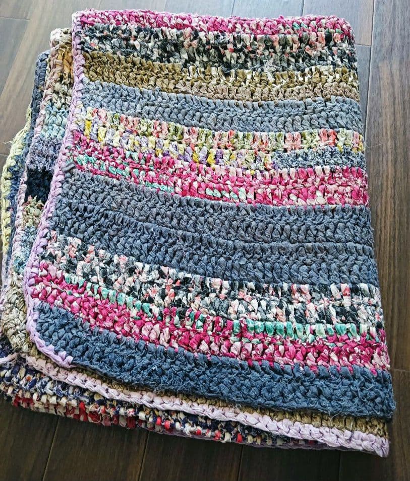 レア美品　昔の針編みの襤褸のフリークロス　敷物