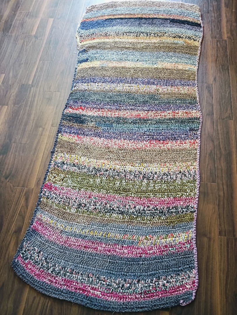 レア美品　昔の針編みの襤褸のフリークロス　敷物