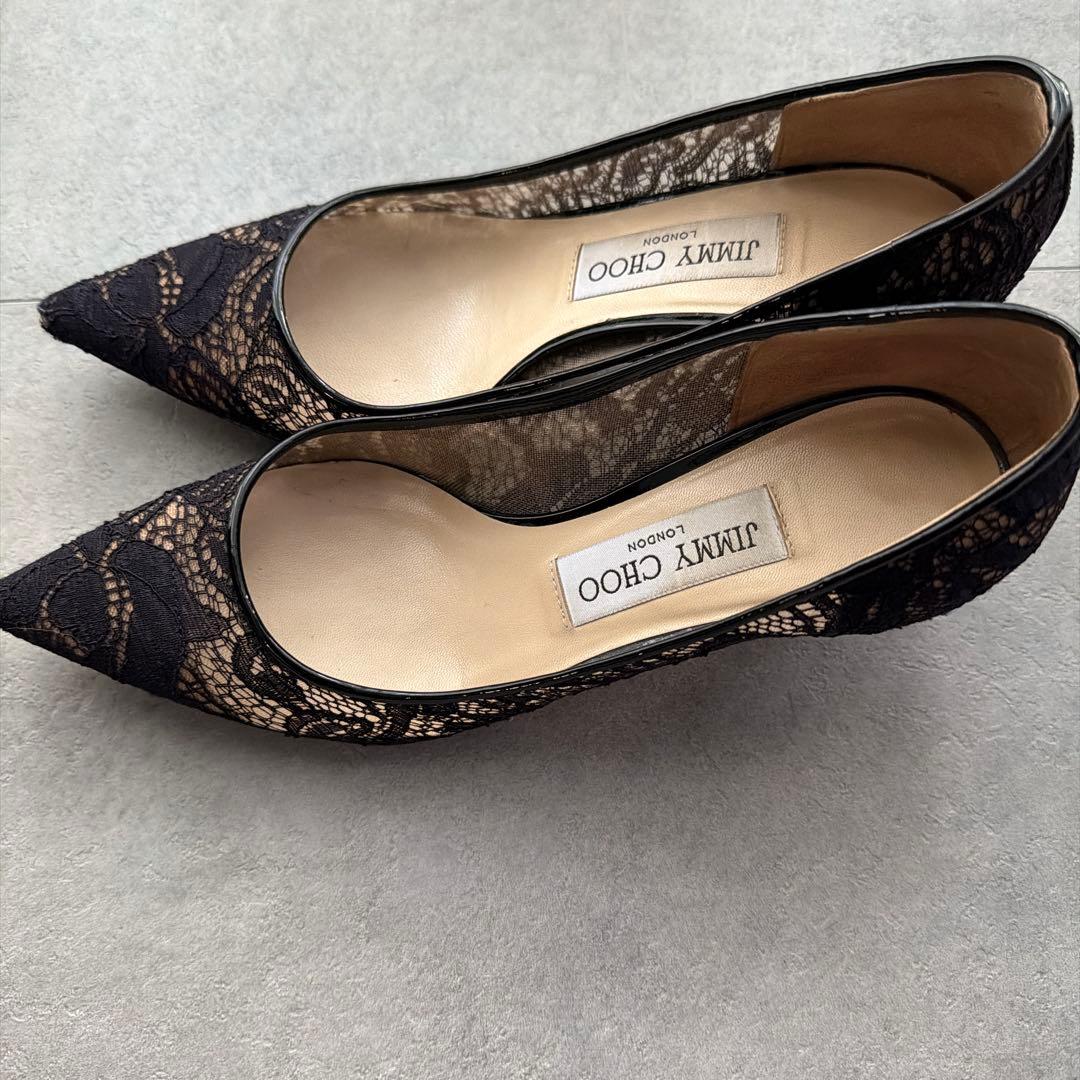JIMMY CHOO ブラック レース ハイヒール　23.5