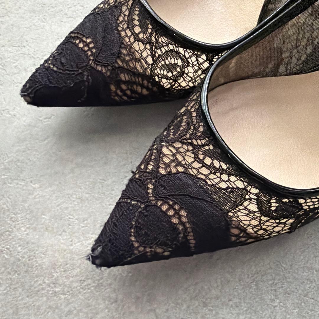 JIMMY CHOO ブラック レース ハイヒール　23.5