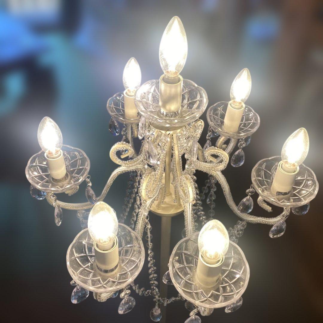 シャンデリアスタイル フロアスタンド 7灯　ホワイト　姫系