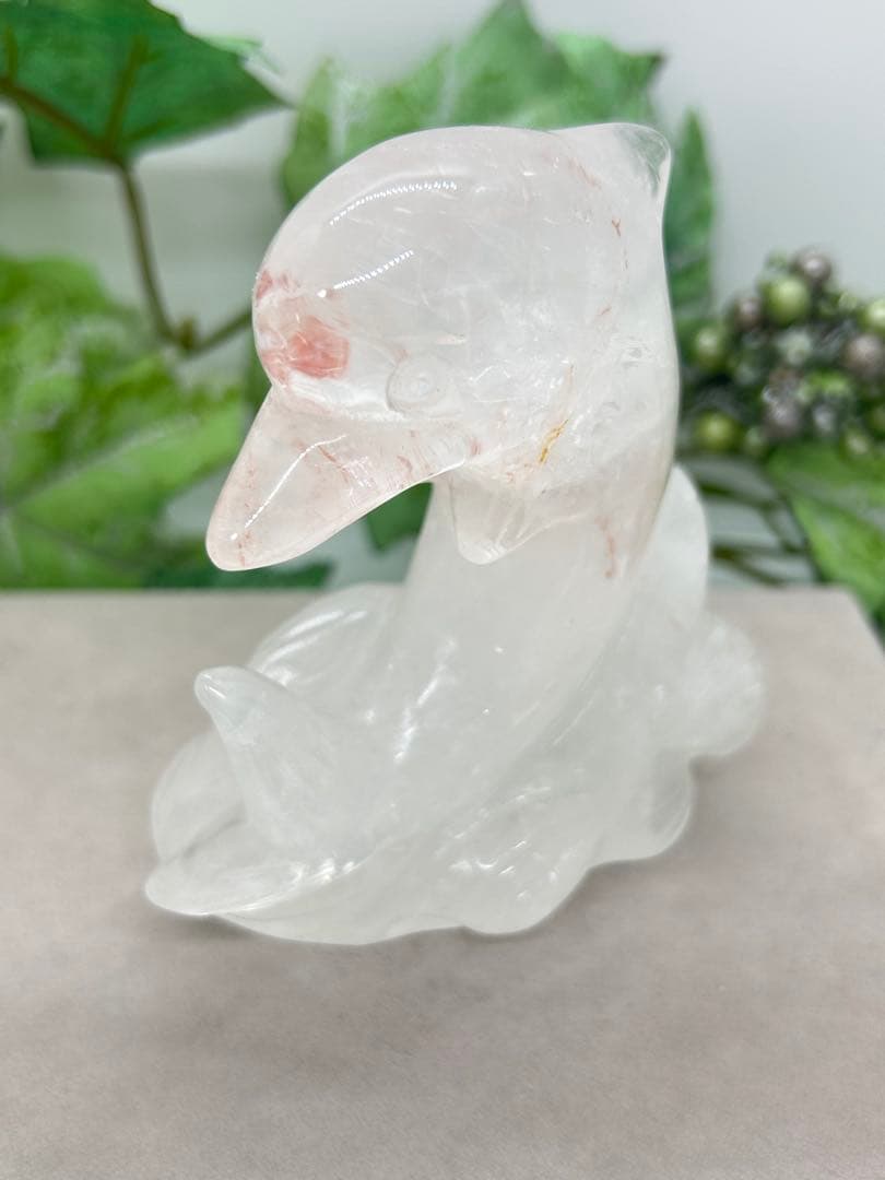 天然石水晶　イルカ置物　No.1494