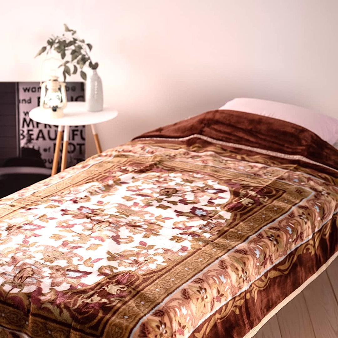 【新品】西川 衿付きアクリルニューマイヤー 毛布 日本製 シングル ブラウン