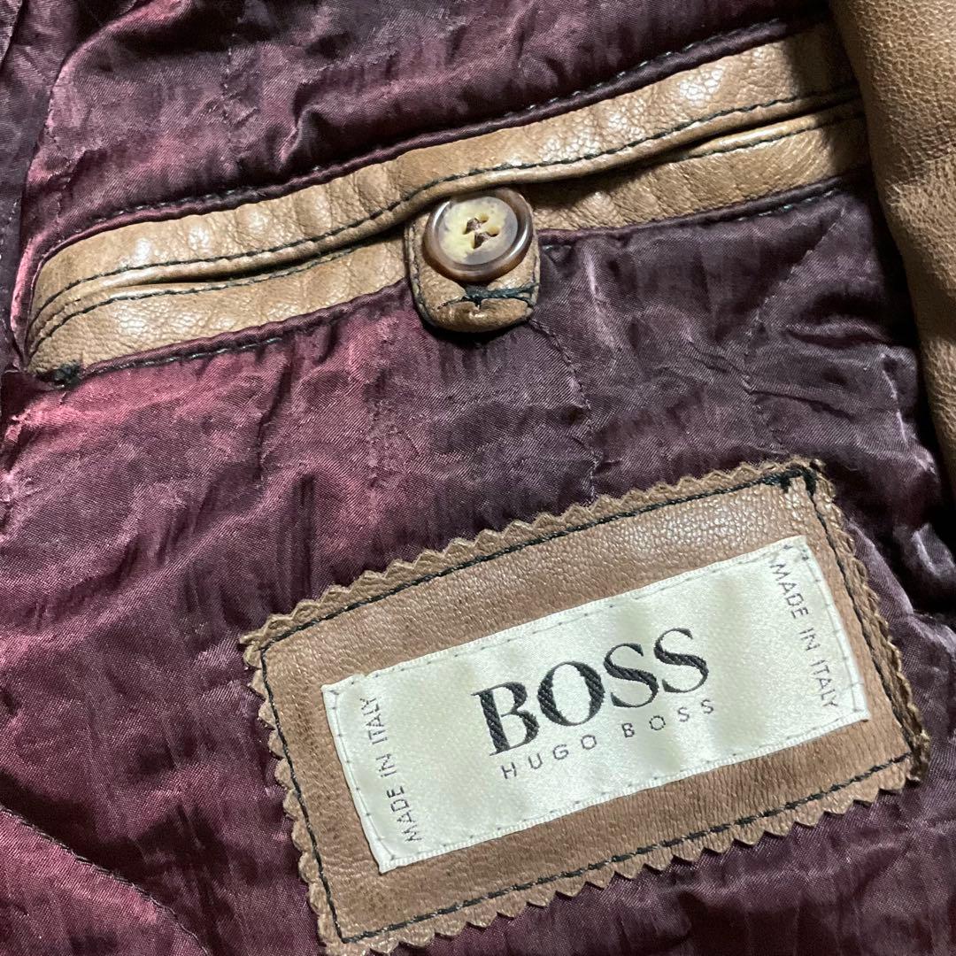専用 Hugo Boss 本革レザー MA-1 ボンバージャケット ゆるダボ