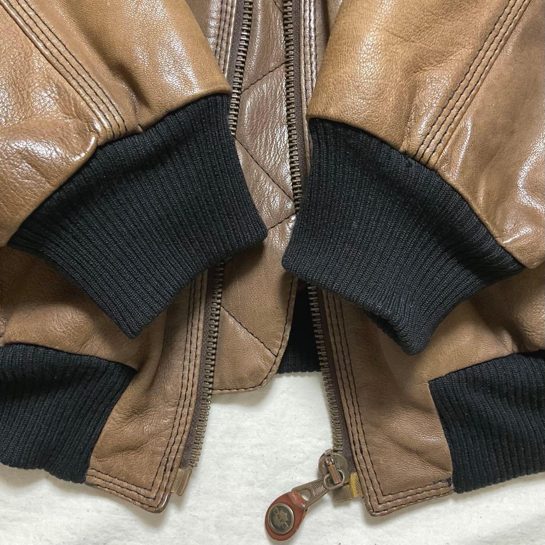 専用 Hugo Boss 本革レザー MA-1 ボンバージャケット ゆるダボ