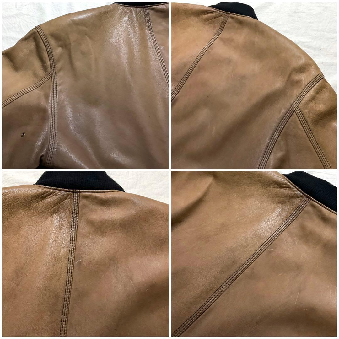 専用 Hugo Boss 本革レザー MA-1 ボンバージャケット ゆるダボ