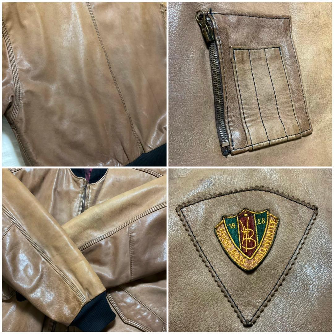 専用 Hugo Boss 本革レザー MA-1 ボンバージャケット ゆるダボ