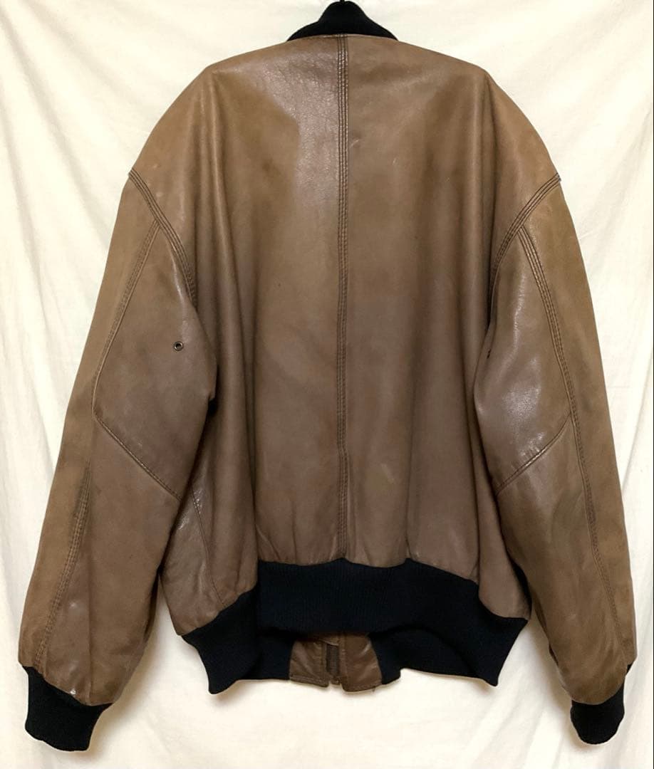 専用 Hugo Boss 本革レザー MA-1 ボンバージャケット ゆるダボ