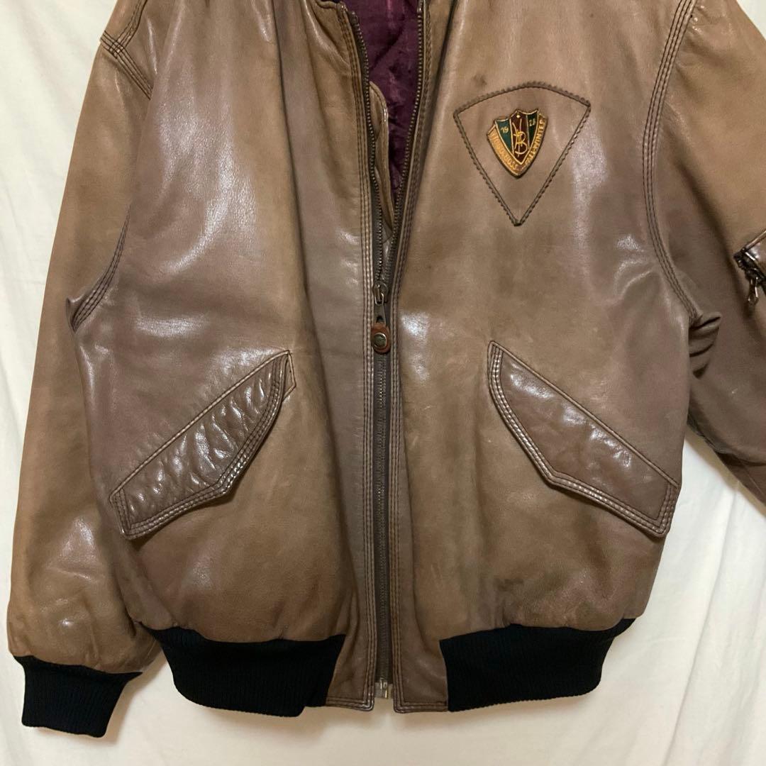 専用 Hugo Boss 本革レザー MA-1 ボンバージャケット ゆるダボ