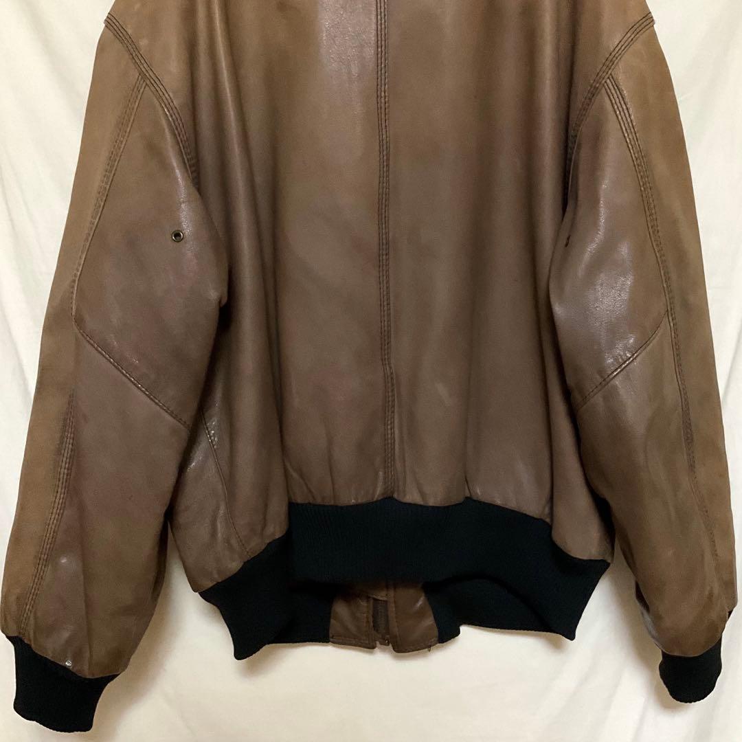 専用 Hugo Boss 本革レザー MA-1 ボンバージャケット ゆるダボ