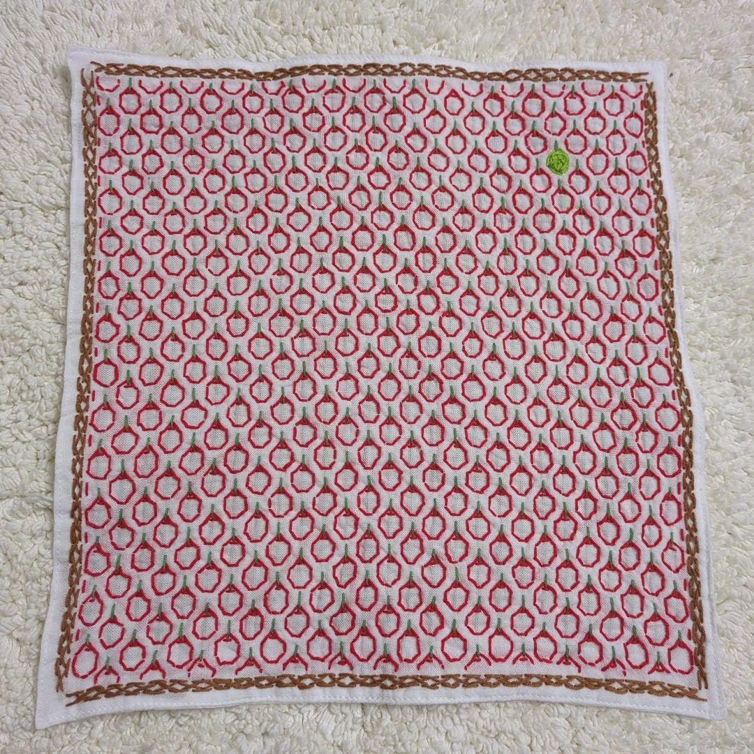 刺し子ふきん（りんご＆ハートのレース）