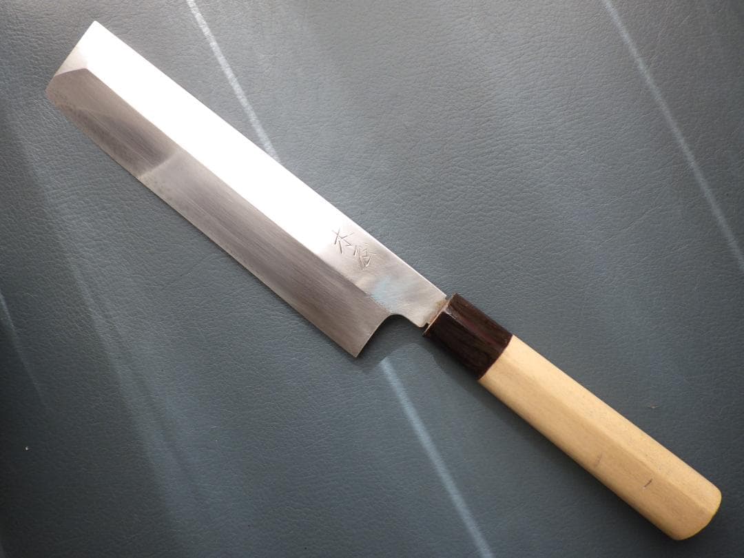 日本橋木屋㊧利き★東型薄刃包丁220ｍｍマチ/白紙・★黒水牛柄★手研ぎ済み▲