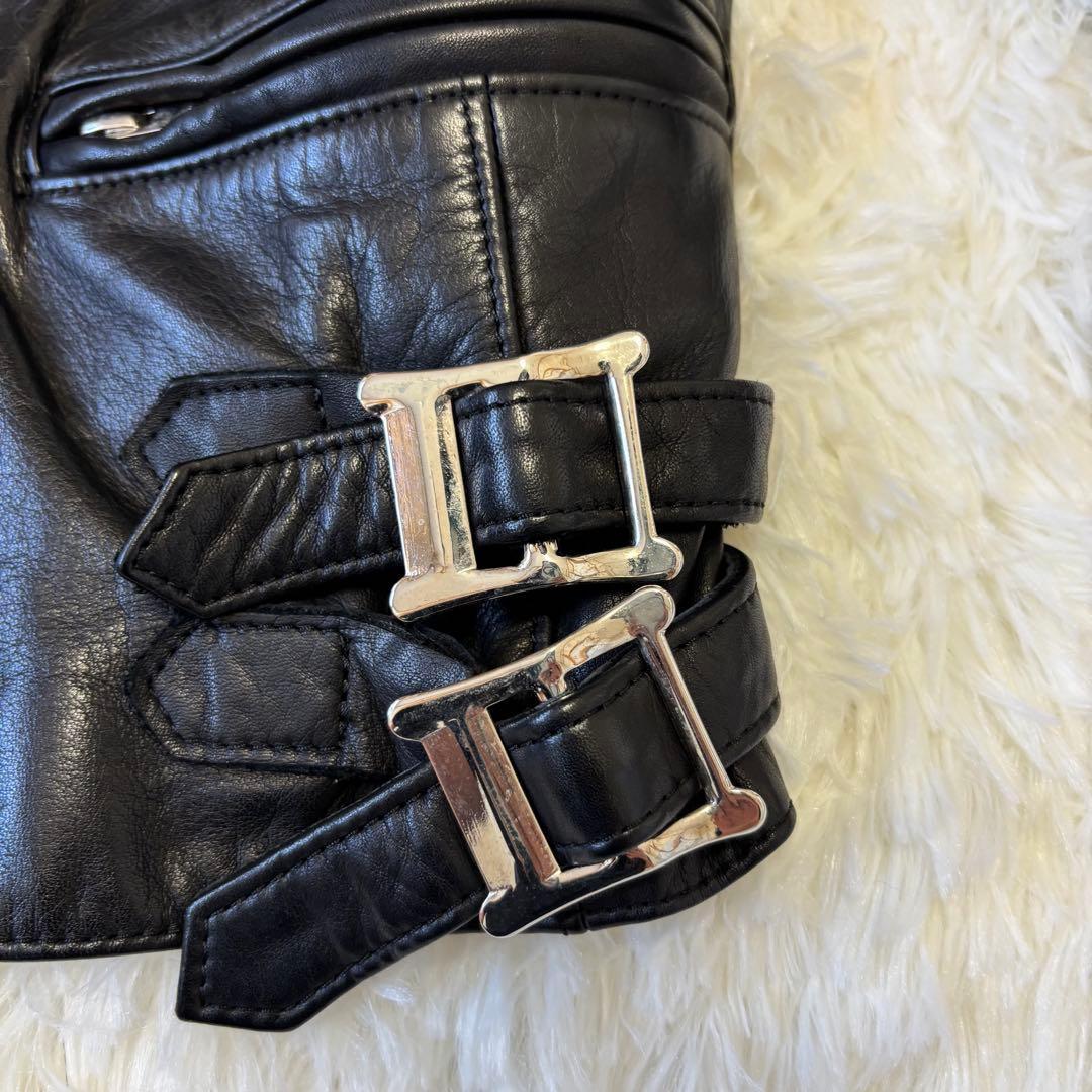 CINOH チノ ダブルライダース レザージャケット 38 黒 秋冬